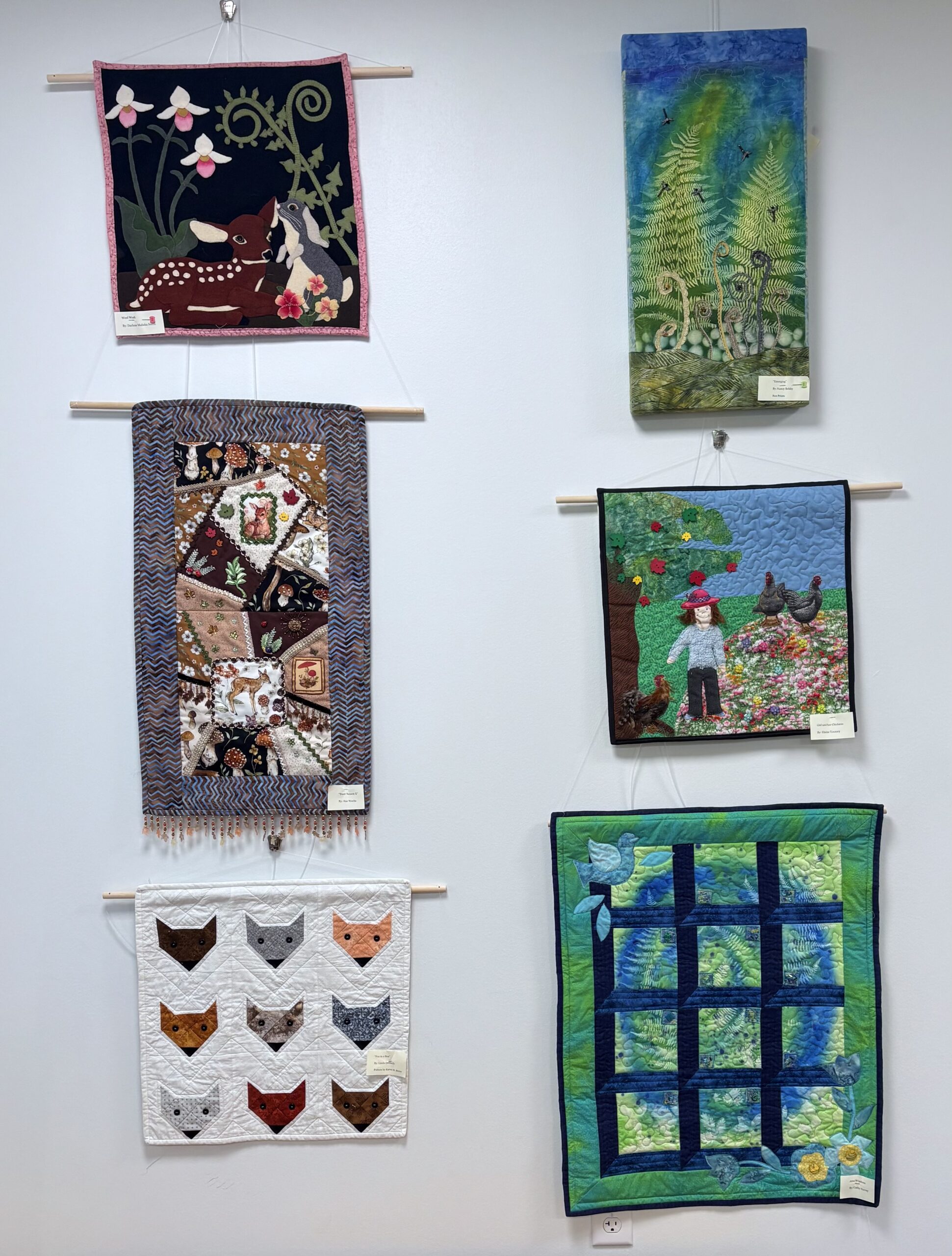 Quilts by the Cheshire Quilters Guild hung in Sept. 2025.